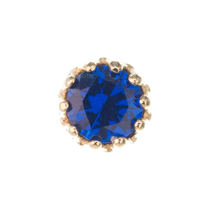 Rings 3mm King Crown Threaded End in Yellow Gold with BrilliantCut Gem Anatometal