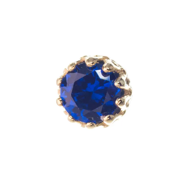 Rings 3mm King Crown Threaded End in Yellow Gold with BrilliantCut Gem Anatometal