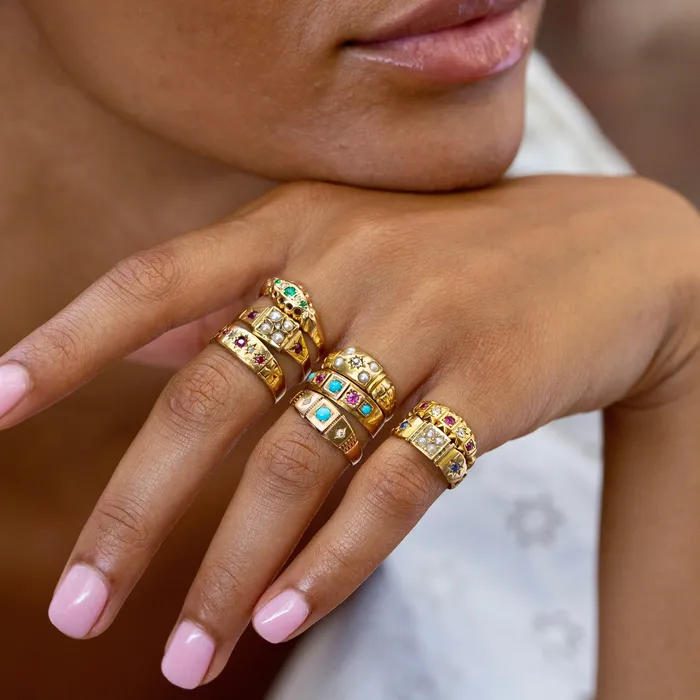 Rings Antique English Edwardian Old Mine Cut Diamond Pearl and 18k Gold Ring