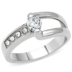 Rings CJ145TK Wholesale Stainless Steel Clear Cubic Zirconia Ring Green