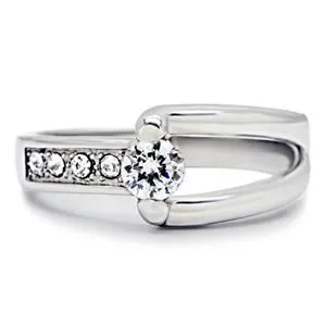 Rings CJ145TK Wholesale Stainless Steel Clear Cubic Zirconia Ring Green