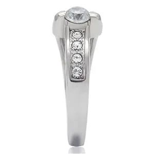 Rings CJ145TK Wholesale Stainless Steel Clear Cubic Zirconia Ring Green