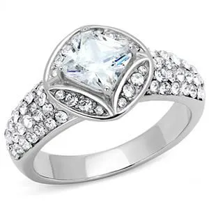 Rings CJE3206 Wholesale Womens Stainless Steel Clear AAA Grade CZ Ring Green Rings CJE3206 Wholesale Womens Stainless Steel Clear AAA Grade CZ Ring Green