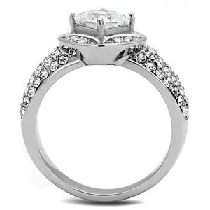 Rings CJE3206 Wholesale Womens Stainless Steel Clear AAA Grade CZ Ring Green Rings CJE3206 Wholesale Womens Stainless Steel Clear AAA Grade CZ Ring Green
