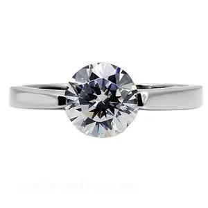 Rings Green CJ7697OS Wholesale Stainless Steel Round CZ Engagement Ring