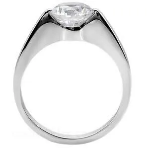 Rings Green CJ7697OS Wholesale Stainless Steel Round CZ Engagement Ring