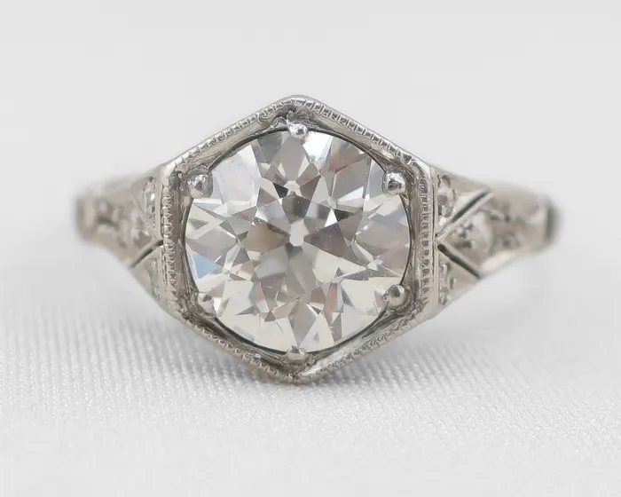 Rings Isadoras C Art Deco Hexagonal Diamond Ring