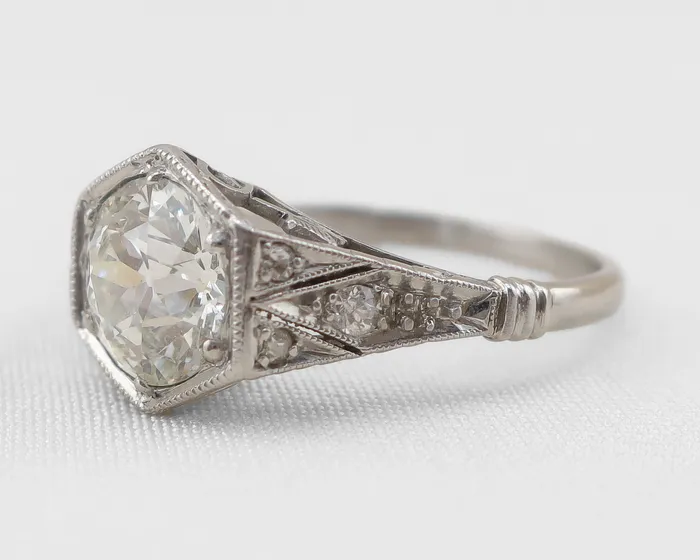 Rings Isadoras C Art Deco Hexagonal Diamond Ring