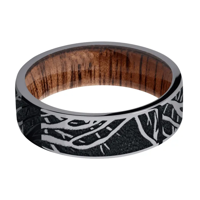 Rings Lashbrook Branch Pattern Tantalum Band with Koa Sleeve