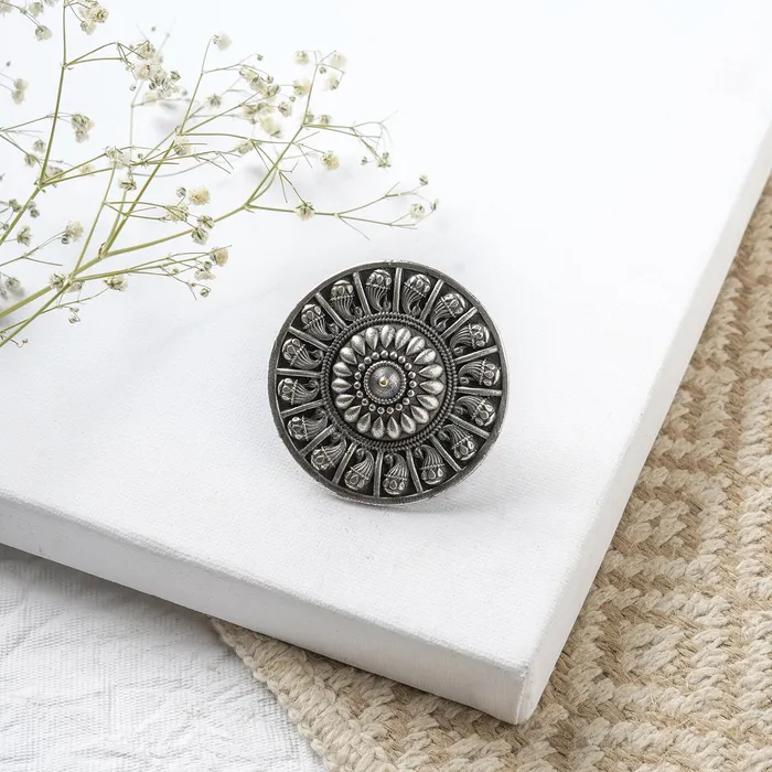 Rings Teejh Teejh Manikya Silver Oxidised Ring