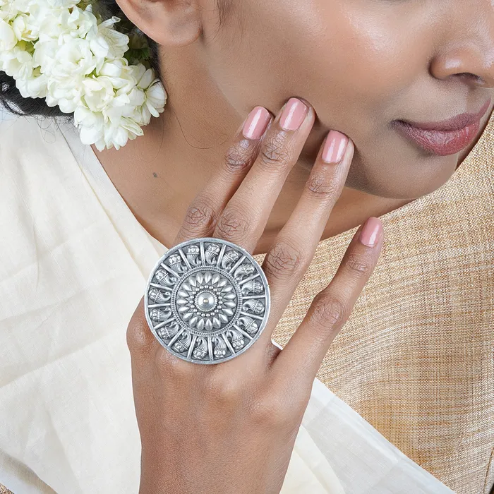Rings Teejh Teejh Manikya Silver Oxidised Ring
