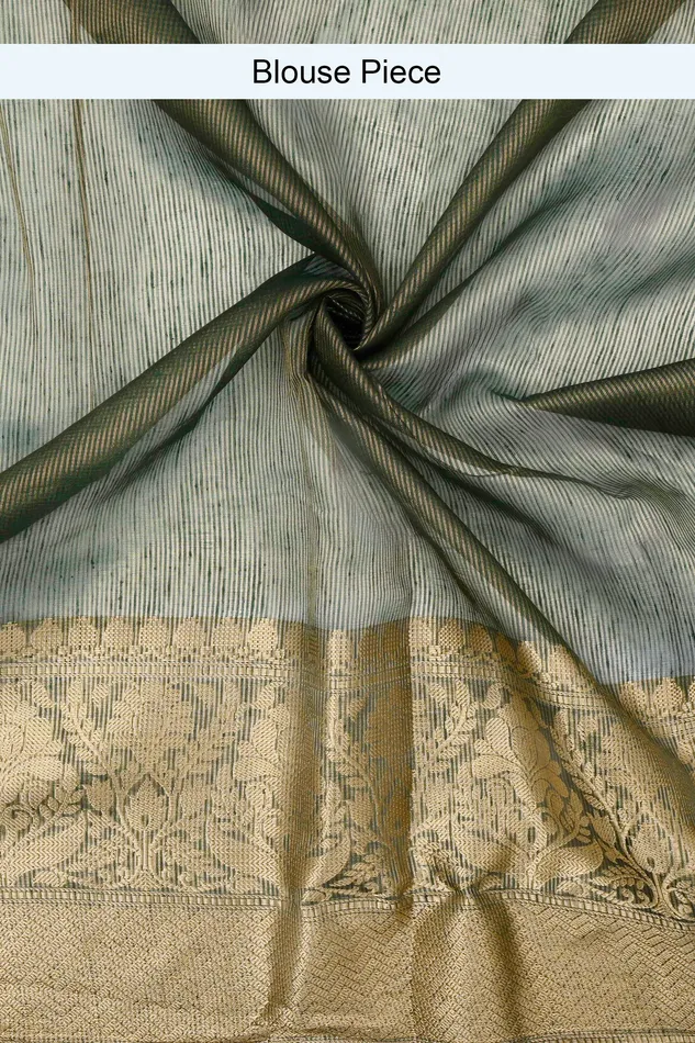 Rings Teejh Teejh Reya Forest Green Banarasi Silk Linen Saree