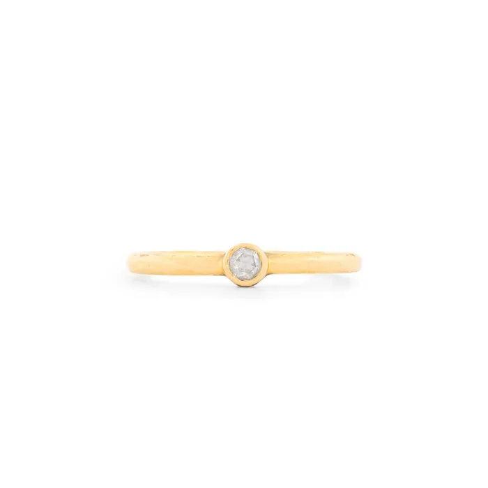 Rose Cut Diamond and 18K Gold Solitaire Ring Vintage Rings