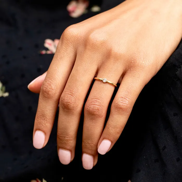 Rose Cut Diamond and 18K Gold Solitaire Ring Vintage Rings