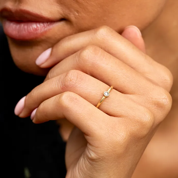 Rose Cut Diamond and 18K Gold Solitaire Ring Vintage Rings