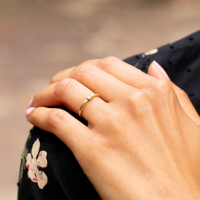 Rose Cut Diamond and 18K Gold Solitaire Ring Vintage Rings