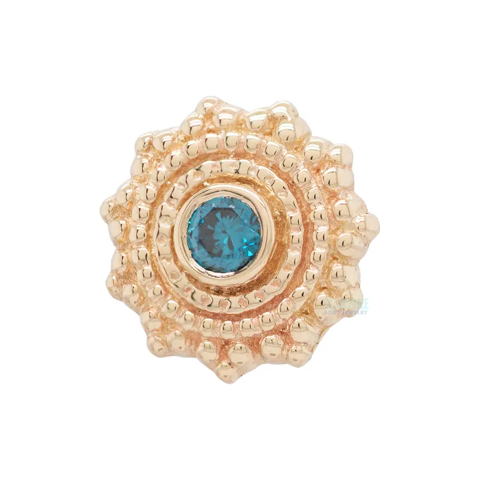 Round Afghan Threaded End in Gold with Ocean Blue Diamond Body Vision BVLA Necklaces Round Afghan Threaded End in Gold with Ocean Blue Diamond Body Vision BVLA Necklaces