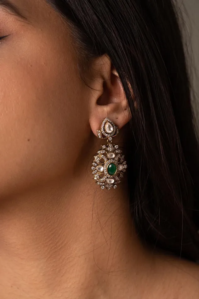 Sasha Victorian Mid Sized Polki Dangler Earring Attrangi Earrings