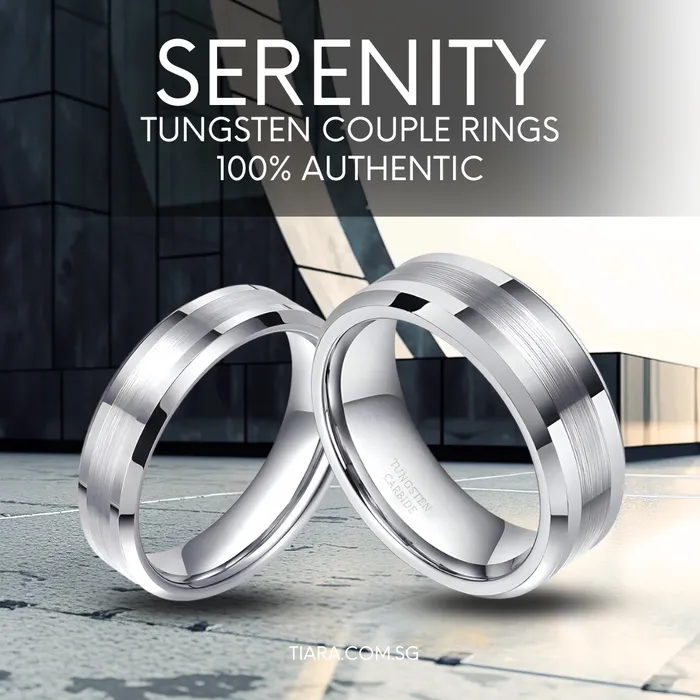 Serenity Tungsten Couple Rings Earrings