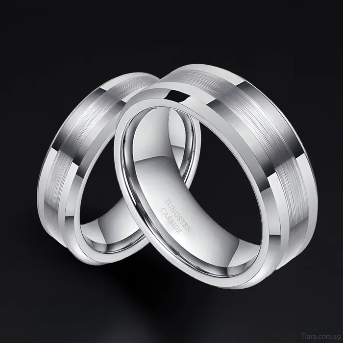 Serenity Tungsten Couple Rings Earrings