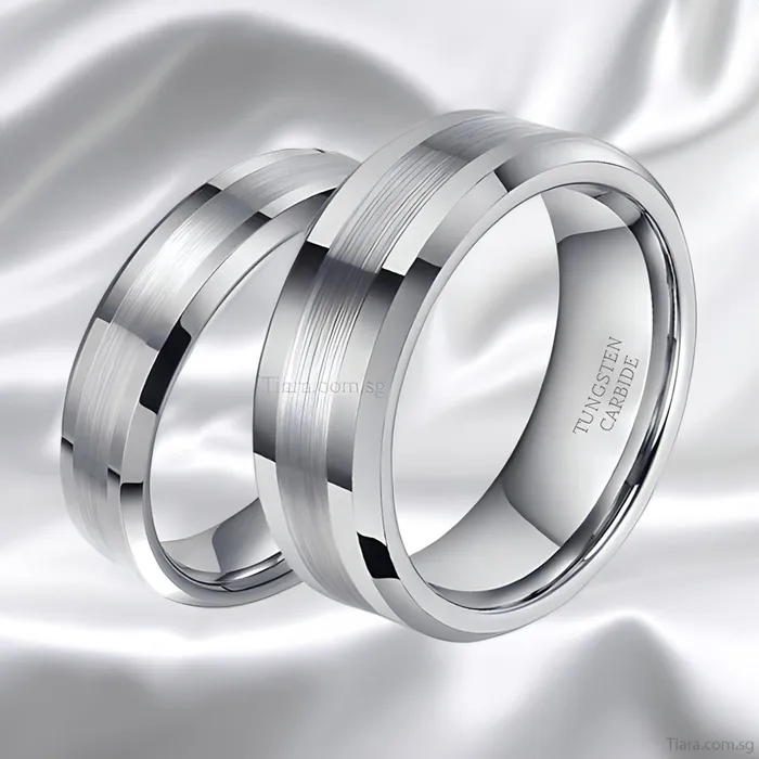 Serenity Tungsten Couple Rings Earrings