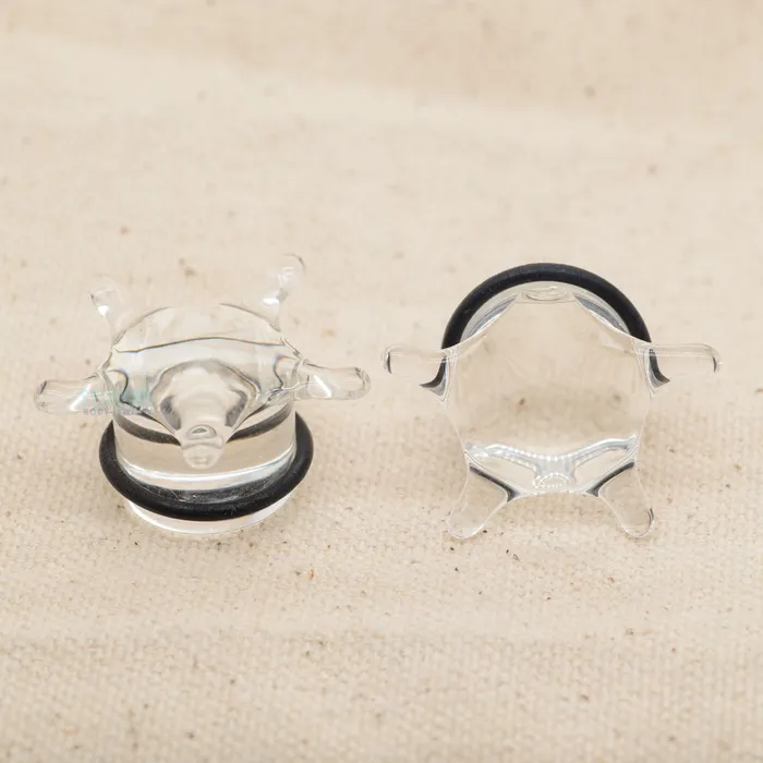 SingleFlared Starfish Glass Plugs Clear 58 Industrial Strength IS Earrings