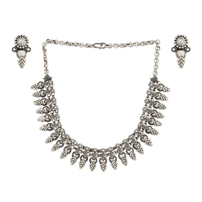 Sitam Silver Oxidised Necklace Set Teejh Necklaces