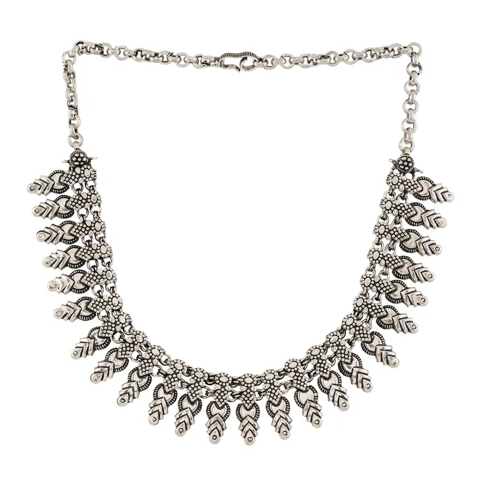 Sitam Silver Oxidised Necklace Set Teejh Necklaces