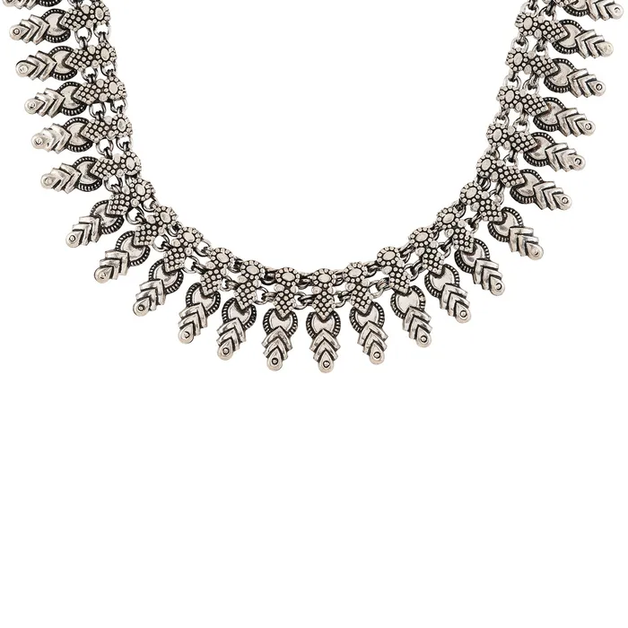 Sitam Silver Oxidised Necklace Set Teejh Necklaces