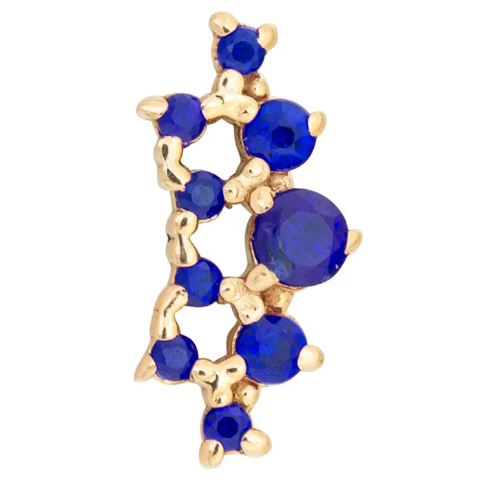 Tawapa Earrings threadless Empress Pin in Gold with Gemstones