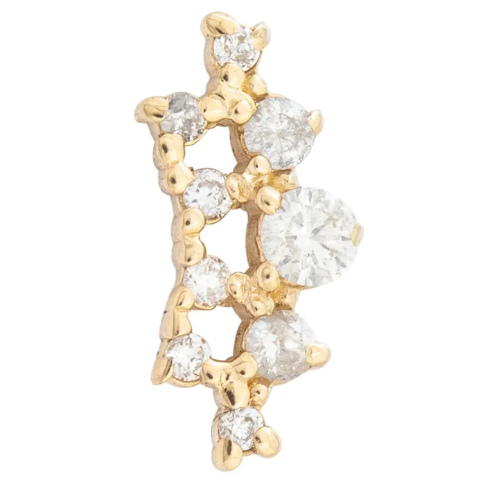 Tawapa Earrings threadless Empress Pin in Gold with Gemstones