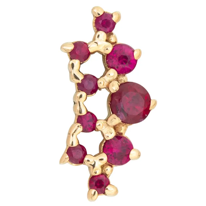 Tawapa Earrings threadless Empress Pin in Gold with Gemstones