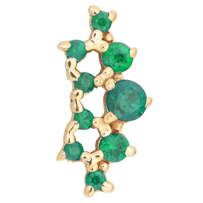 Tawapa Earrings threadless Empress Pin in Gold with Gemstones