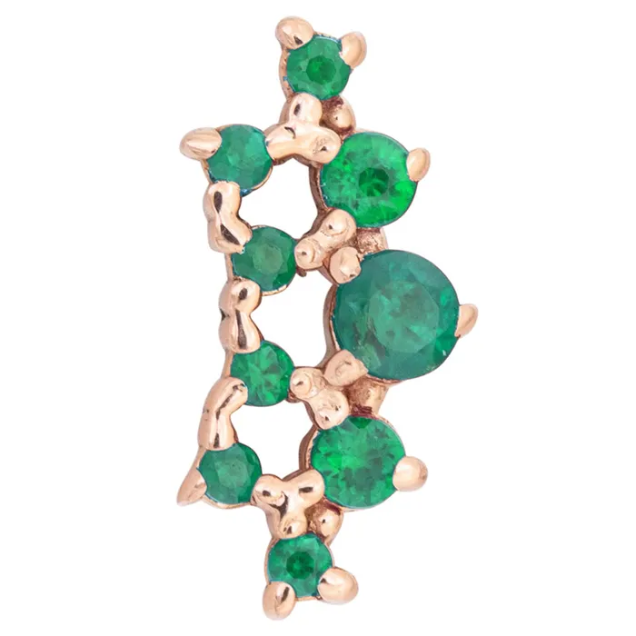 Tawapa Earrings threadless Empress Pin in Gold with Gemstones