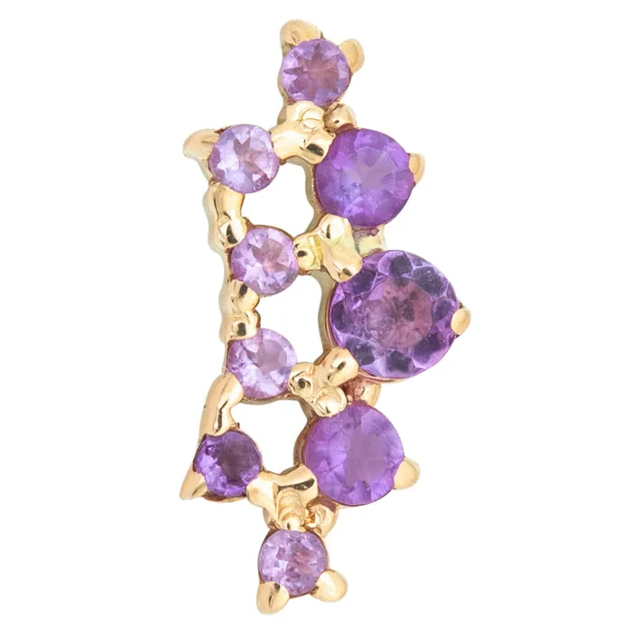 Tawapa Earrings threadless Empress Pin in Gold with Gemstones