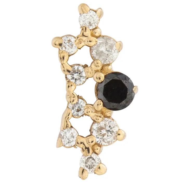 Tawapa Earrings threadless Empress Pin in Gold with Gemstones