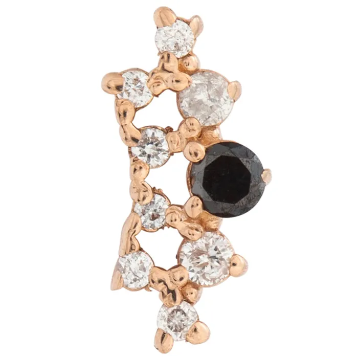 Tawapa Earrings threadless Empress Pin in Gold with Gemstones