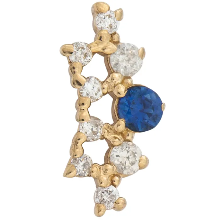 Tawapa Earrings threadless Empress Pin in Gold with Gemstones