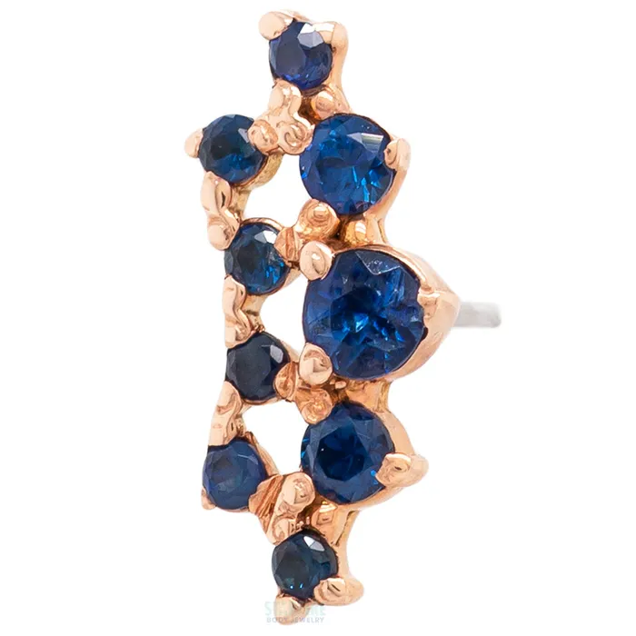 Tawapa Earrings threadless Empress Pin in Gold with Gemstones