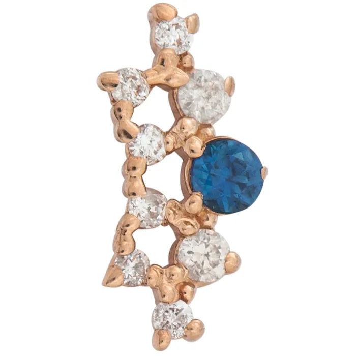 Tawapa Earrings threadless Empress Pin in Gold with Gemstones