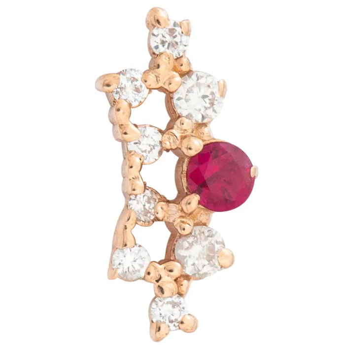 Tawapa Earrings threadless Empress Pin in Gold with Gemstones