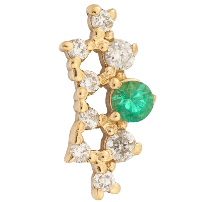 Tawapa Earrings threadless Empress Pin in Gold with Gemstones