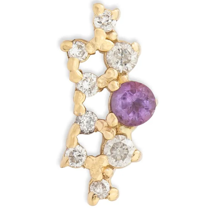Tawapa Earrings threadless Empress Pin in Gold with Gemstones
