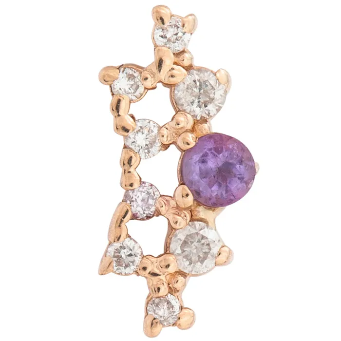 Tawapa Earrings threadless Empress Pin in Gold with Gemstones
