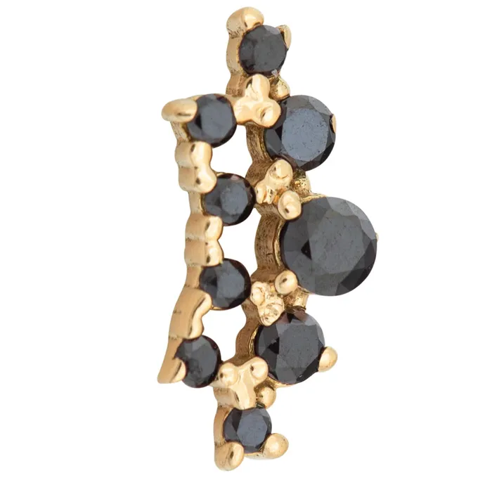 Tawapa Earrings threadless Empress Pin in Gold with Gemstones