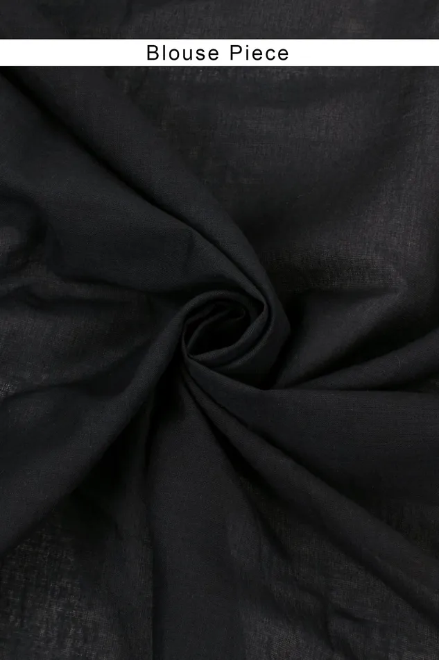 Teejh Aahana Black and Cream Cotton Saree with Blouse Piece Teejh Necklaces
