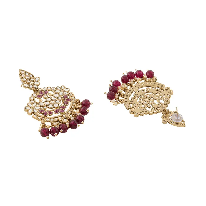 Teejh Anishma Red and Gold Necklace Set Teejh Necklaces