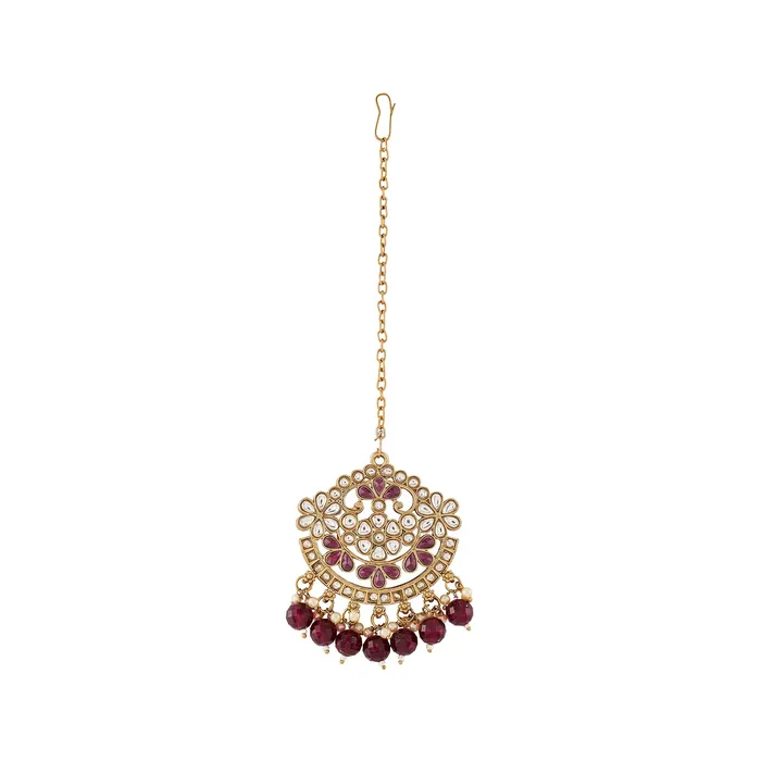 Teejh Anishma Red and Gold Necklace Set Teejh Necklaces