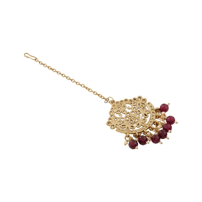 Teejh Anishma Red and Gold Necklace Set Teejh Necklaces