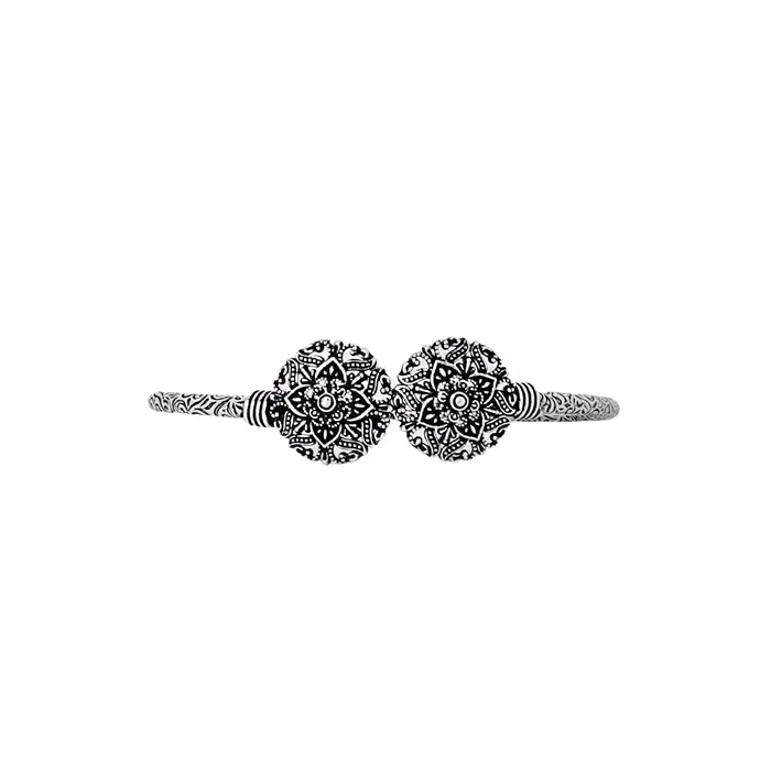 Teejh Bracelets Teejh Akansha Silver Oxidised Floral Bracelet Teejh Bracelets Teejh Akansha Silver Oxidised Floral Bracelet